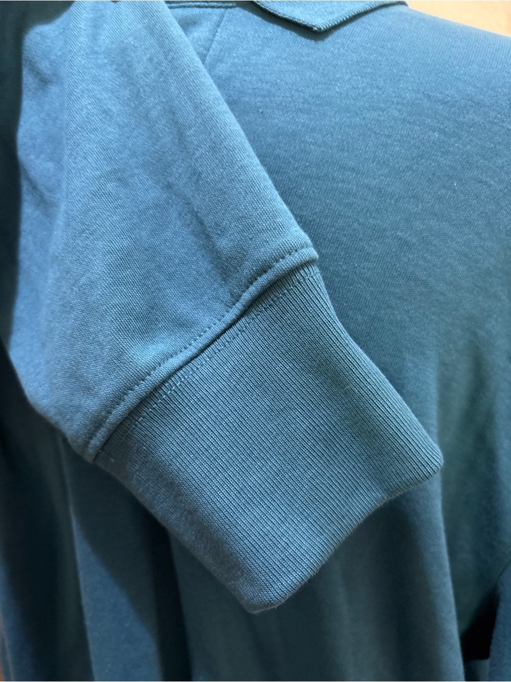 Lands’ End Supima Cotton Long Sleeve Polo Shirt Teal Blue Medium Tall - Picture 3 of 6